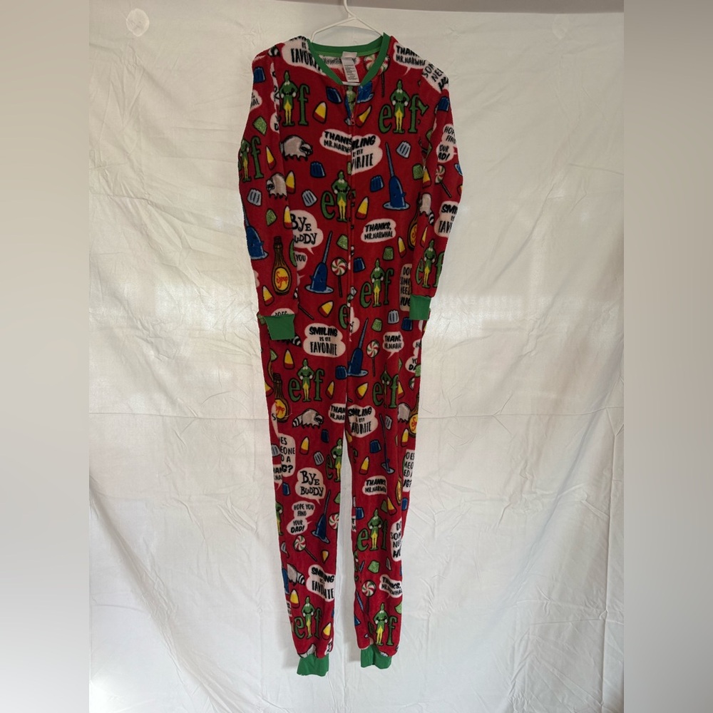 Playful Holiday Print Red Pajama Onesie